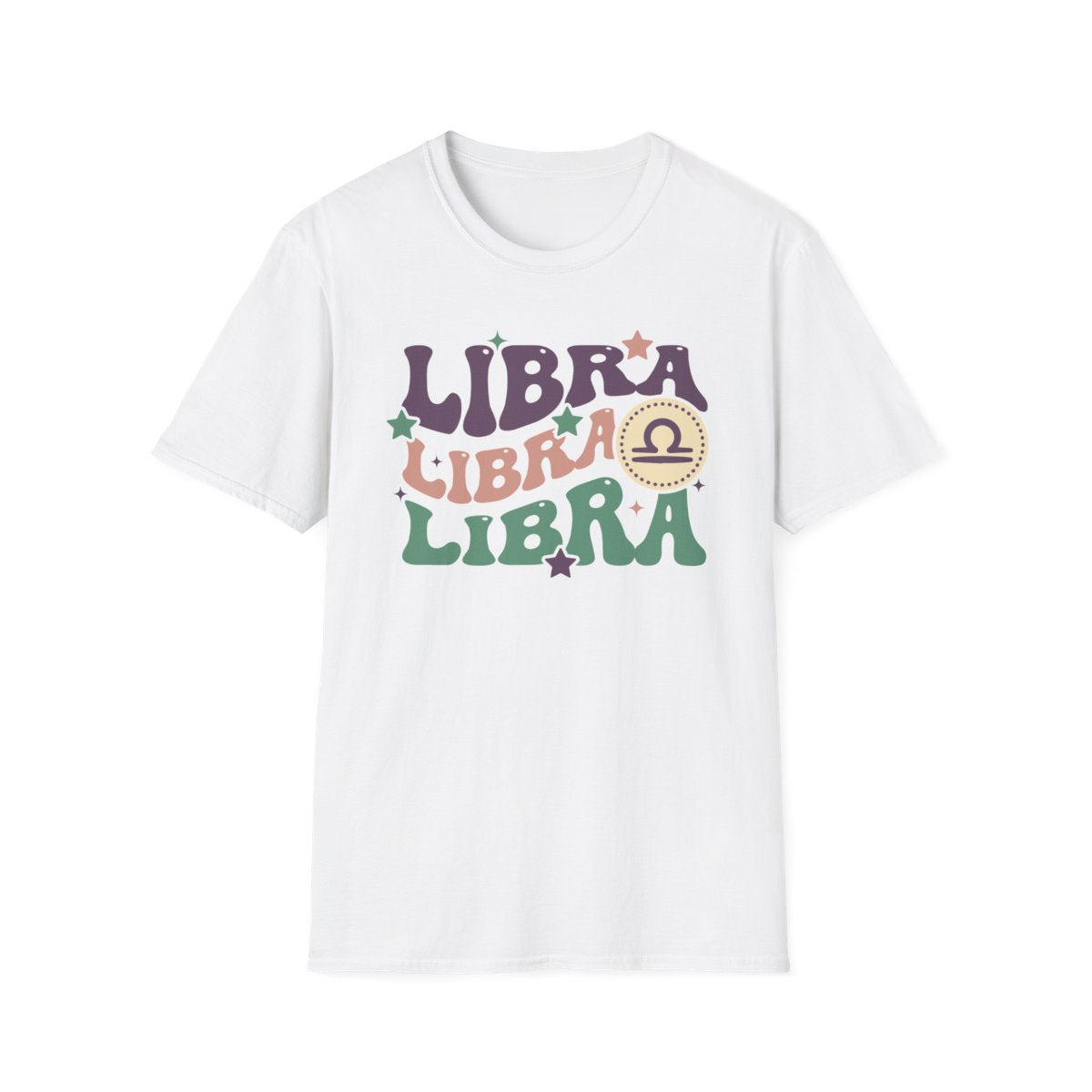 navy t-shirt with vintage-inspired libra astrology print