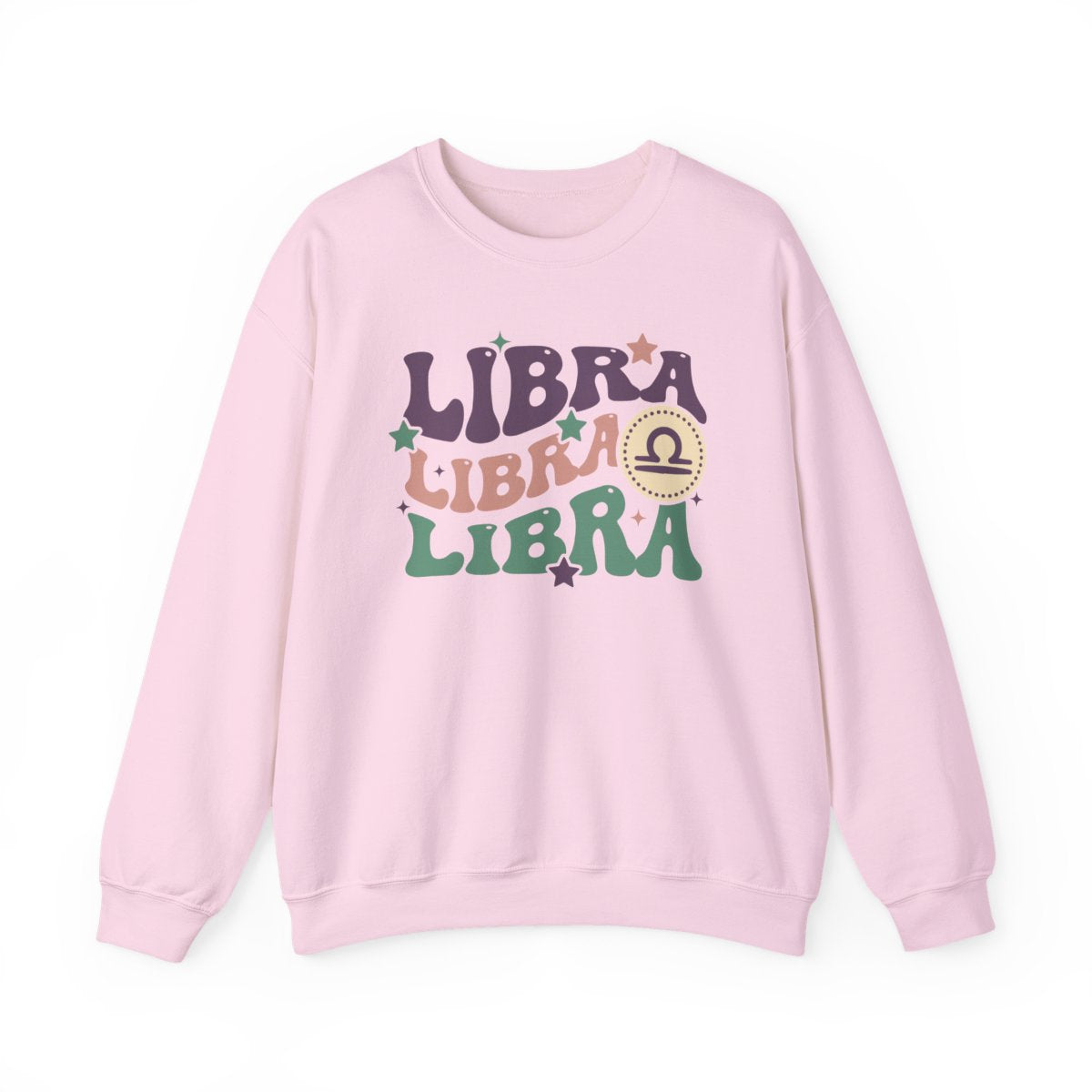 forest green sweatshirt featuring retro libra sign design and balanced zodiac theme