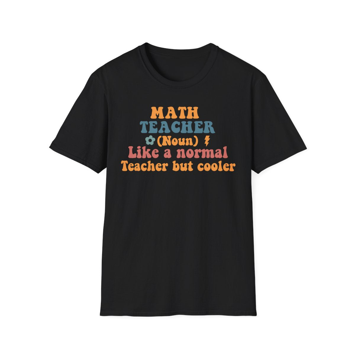 navy t-shirt with retro math teacher funny graphic design