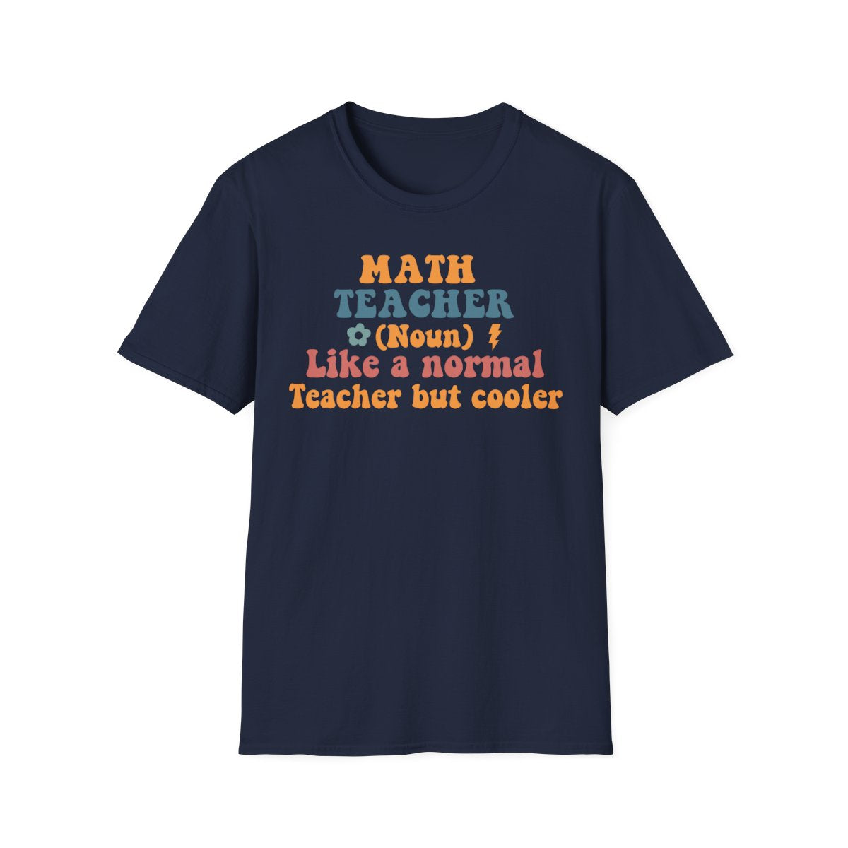 military green t-shirt with playful math educator quote print