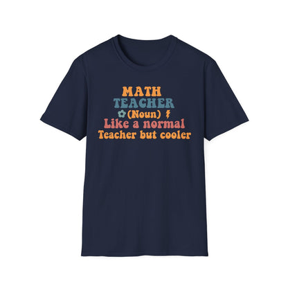 military green t-shirt with playful math educator quote print