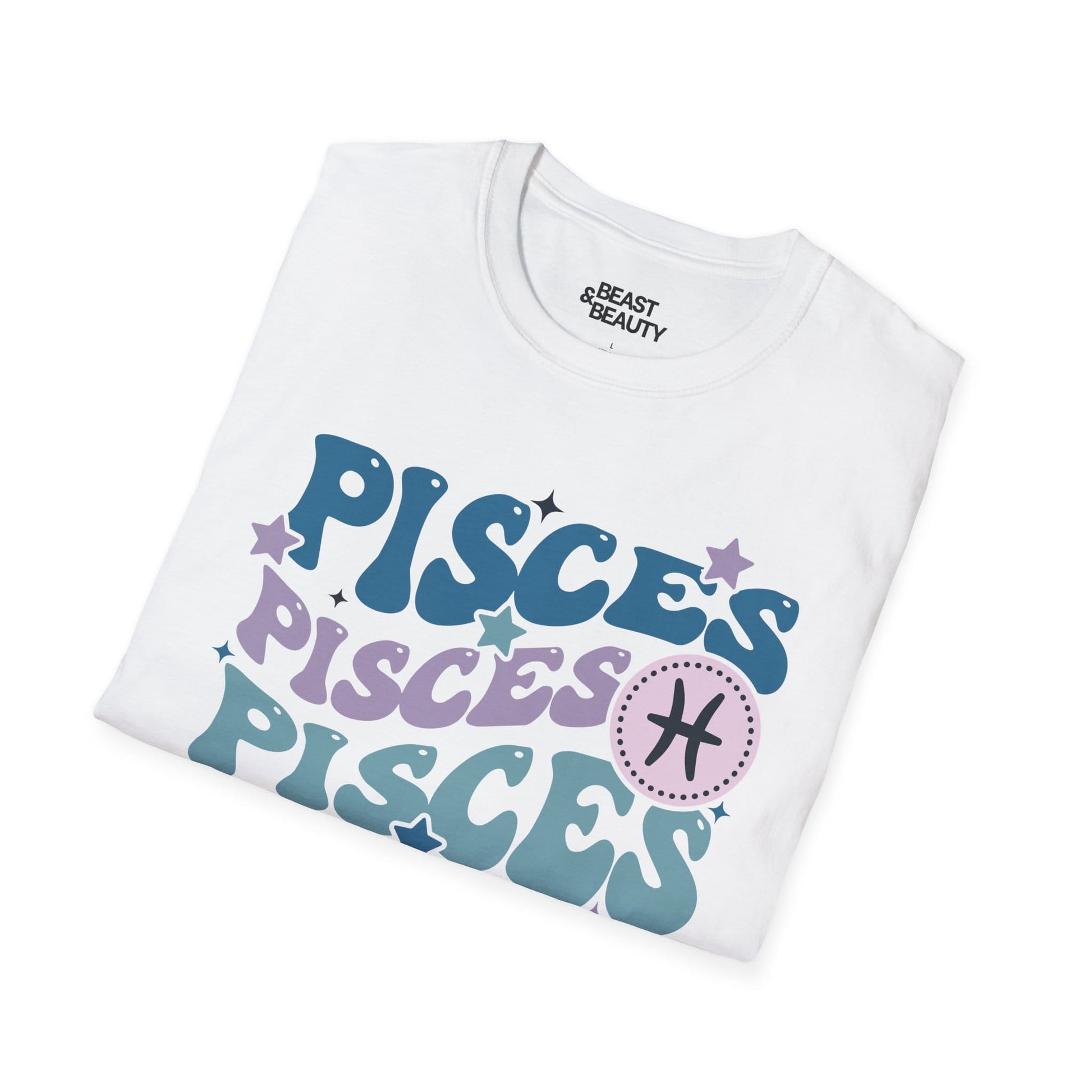 retro pisces zodiac graphic t-shirt t-shirt seventh colour product image