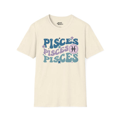 retro pisces zodiac graphic t-shirt t-shirt third colour product image