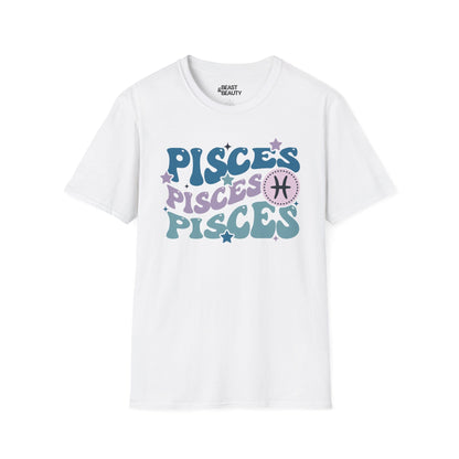 retro pisces zodiac graphic t-shirt t-shirt front product image