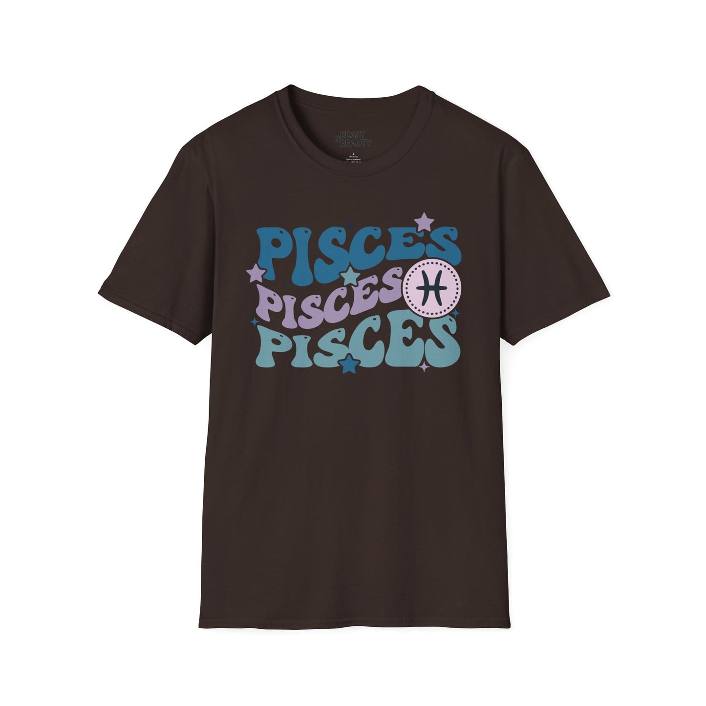 retro pisces zodiac graphic t-shirt t-shirt fifth colour product image