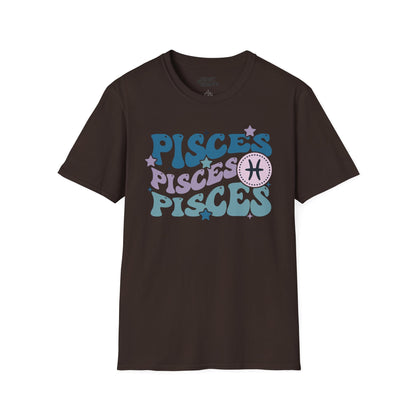 retro pisces zodiac graphic t-shirt t-shirt fifth colour product image