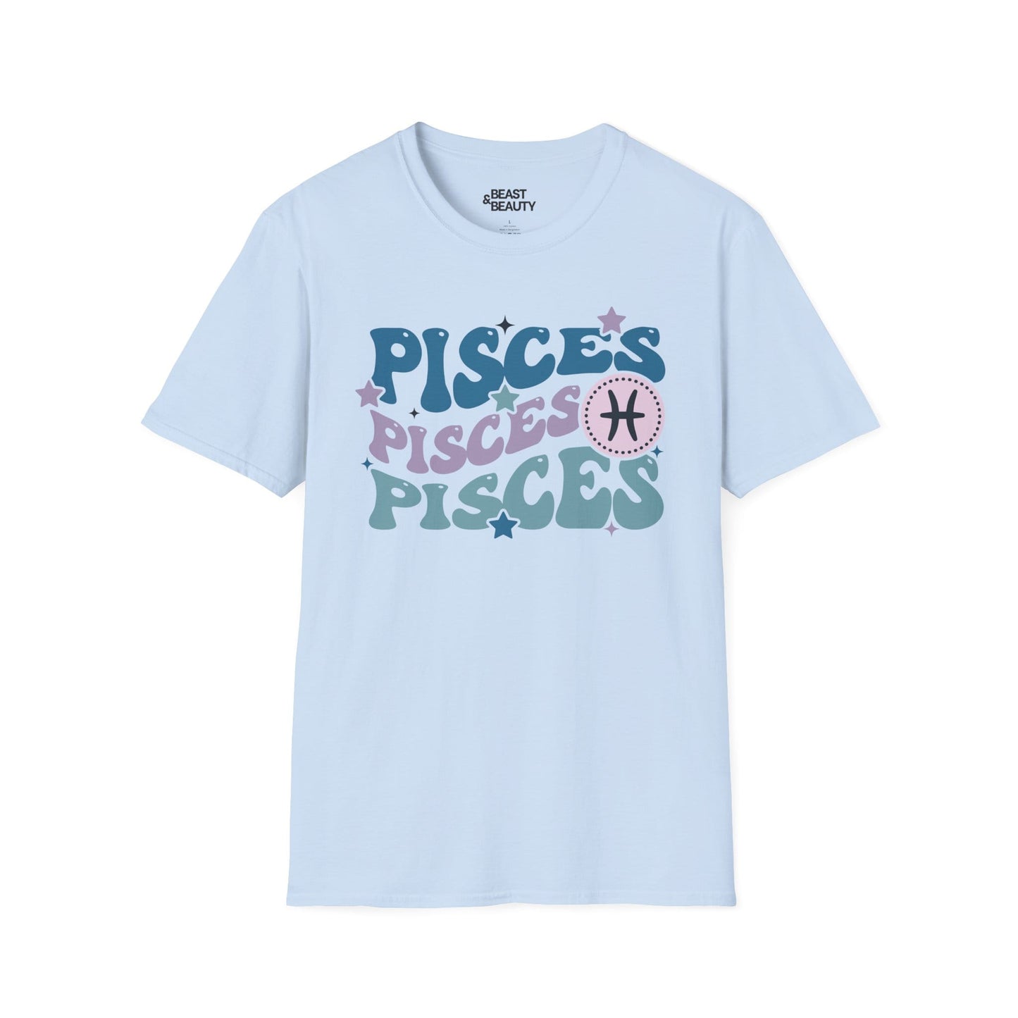 retro pisces zodiac graphic t-shirt t-shirt fourth colour product image
