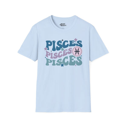 retro pisces zodiac graphic t-shirt t-shirt fourth colour product image