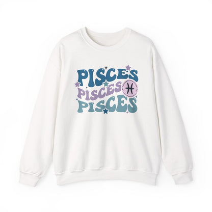 sand sweatshirt with retro zodiac Pisces design and soft pastel print