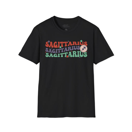 retro sagittarius zodiac graphic t-shirt t-shirt front product image