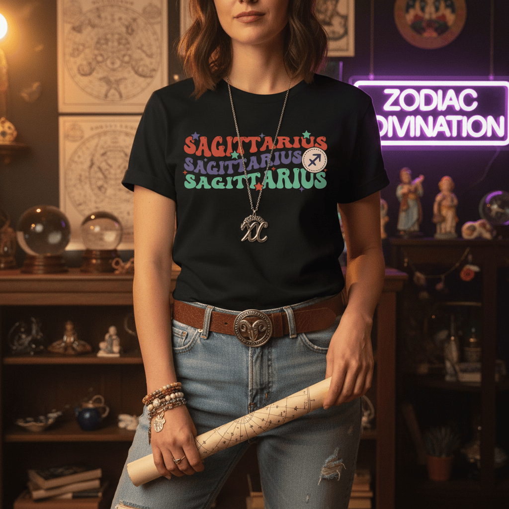 retro sagittarius zodiac graphic t-shirt t-shirt eighth colour product image