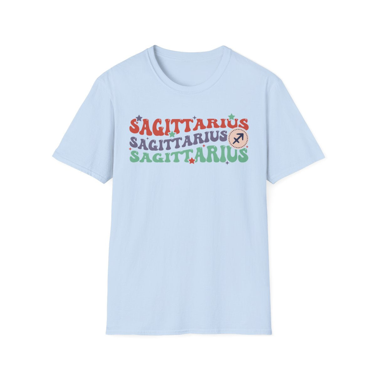 dark chocolate t-shirt with vintage sagittarius astrology graphic