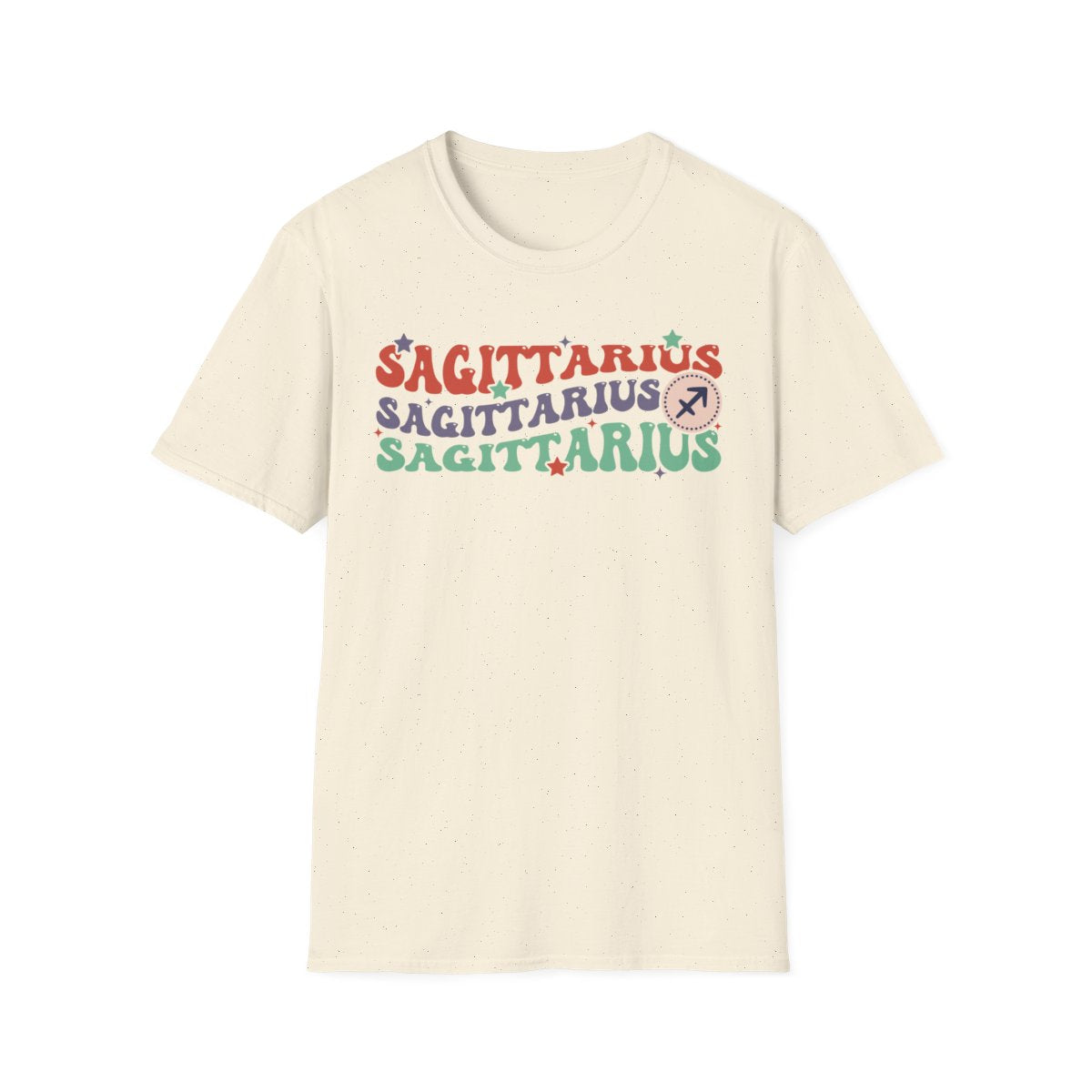black t-shirt with retro sagittarius zodiac design for astrology fans