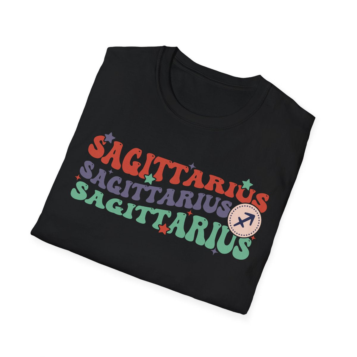 vintage-style zodiac sagittarius graphic tee available in multiple colours