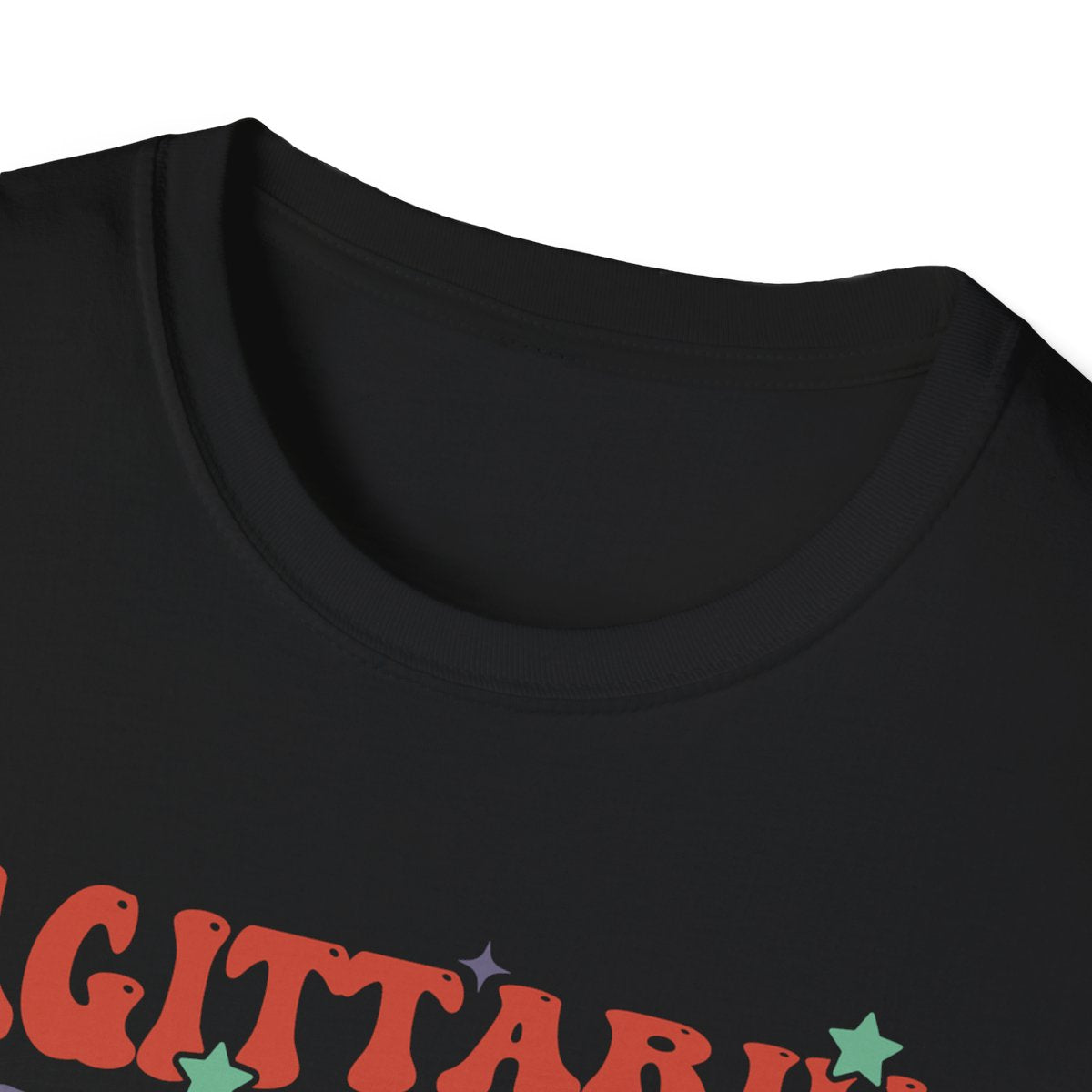sagittarius astrology t-shirt showing front printed design detail