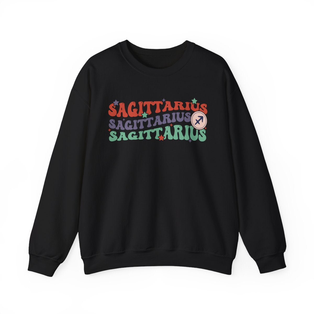 forest green sweatshirt with vintage sagittarius star sign design