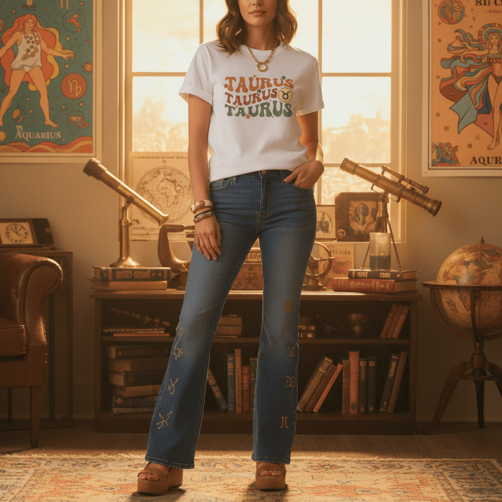 retro taurus zodiac graphic t-shirt t-shirt eighth colour product image