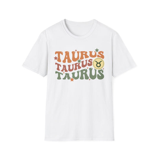 black t-shirt with retro taurus zodiac graphic design