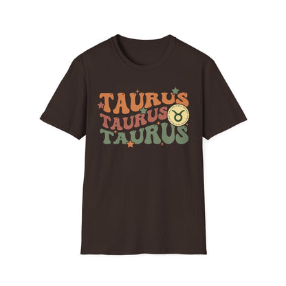 dark chocolate t-shirt with vintage taurus zodiac graphic print