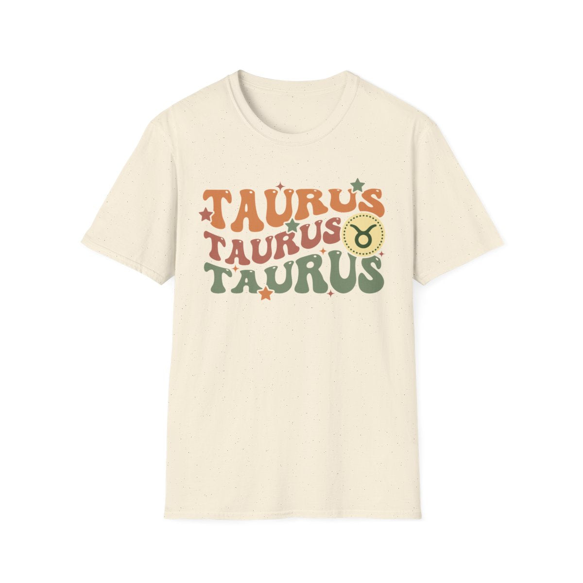 white t-shirt with retro taurus zodiac and horoscope graphic