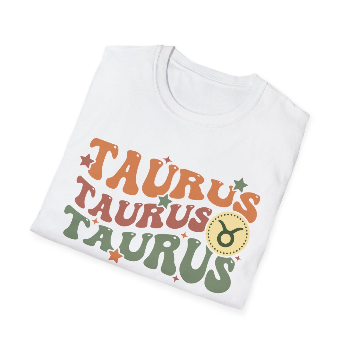 retro taurus graphic tee folded showing design and colour range