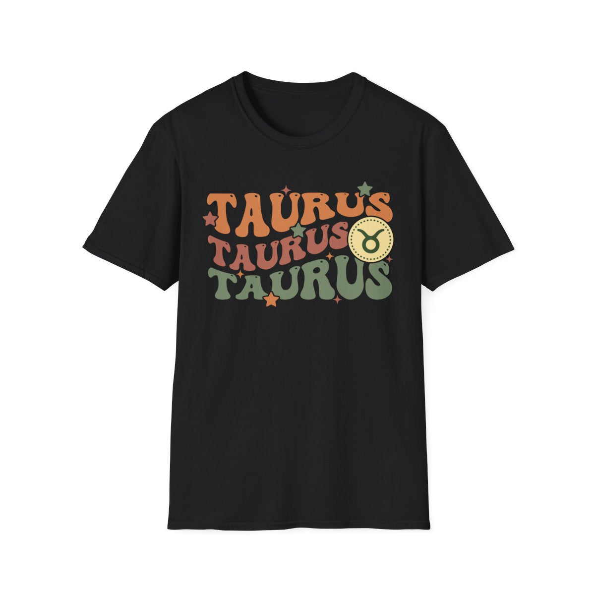 retro taurus zodiac graphic t-shirt detail view of print