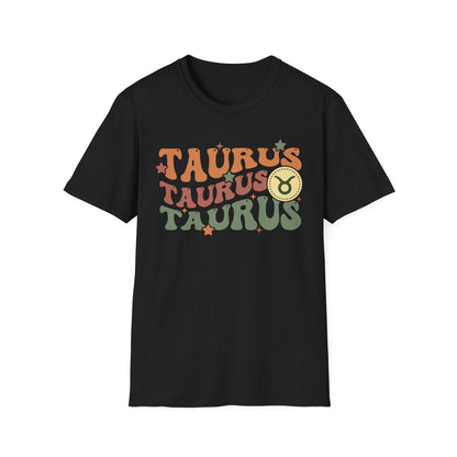 retro taurus zodiac graphic t-shirt detail view of print