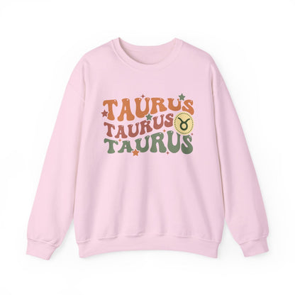 retro taurus zodiac sweatshirt with groovy vintage astrology design
