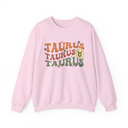 retro taurus zodiac sweatshirt with groovy vintage astrology design