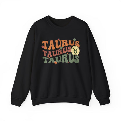 light pink sweatshirt with taurus star sign birthday gift design