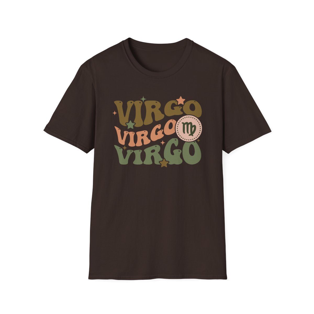 light blue t-shirt with retro virgo zodiac graphic design