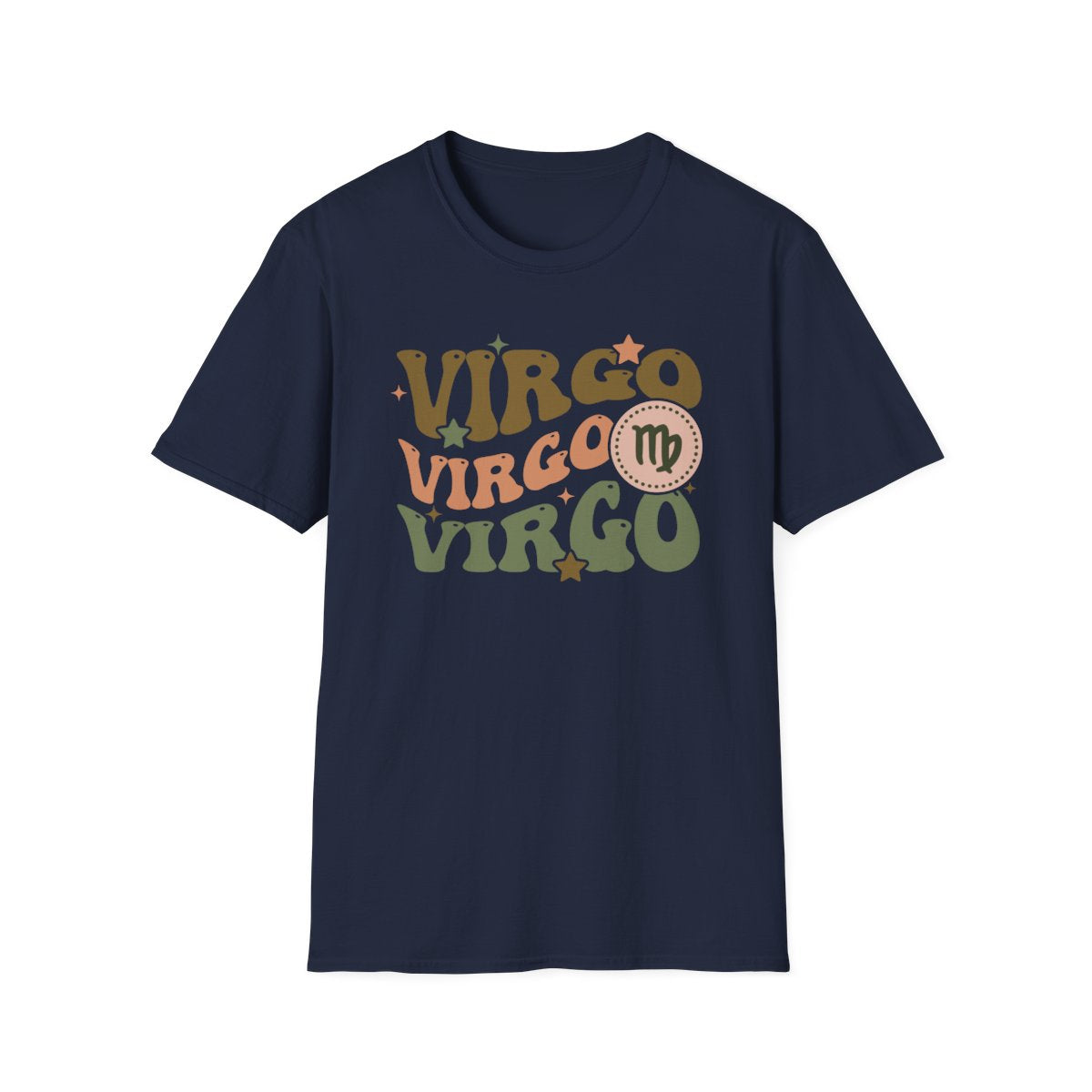 black t-shirt with bold virgo horoscope graphic