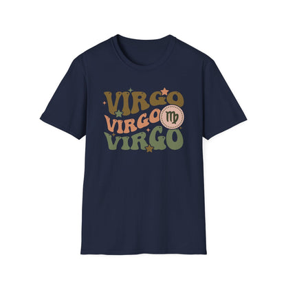 black t-shirt with bold virgo horoscope graphic