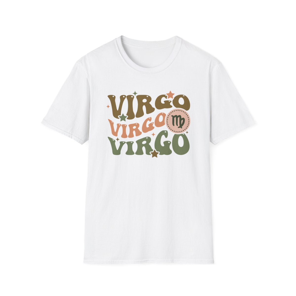 dark chocolate t-shirt with retro virgo zodiac print