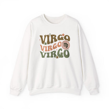 sand sweatshirt with vintage virgo astrology zodiac sign print