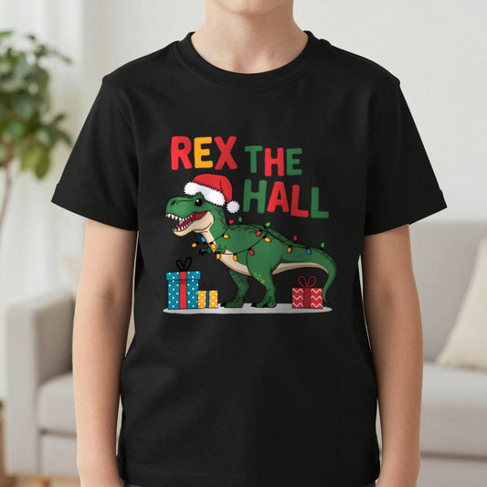 Rex The Hall Kids Christmas T-Shirt in Black, worn, our photo