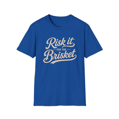 black t-shirt with risk it for the brisket bbq grill master design