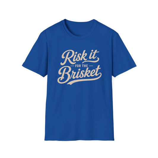 black t-shirt with risk it for the brisket bbq grill master design