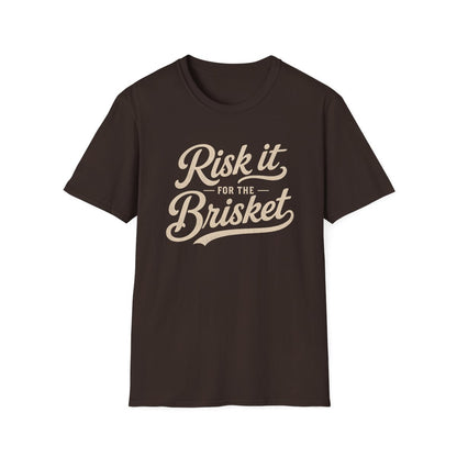 royal blue t-shirt with risk it for the brisket meat lover design