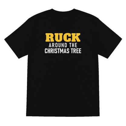 Ruck Around The Christmas Tree Funny Rugby Christmas Jumper & T-Shirt T-Shirt in Black