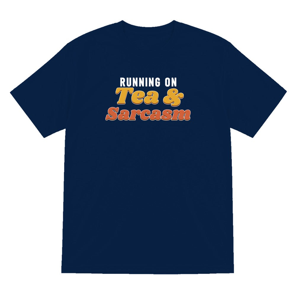Running On Tea And Sarcasm Funny Quote T-Shirt & Sweatshirt T-Shirt in Navy