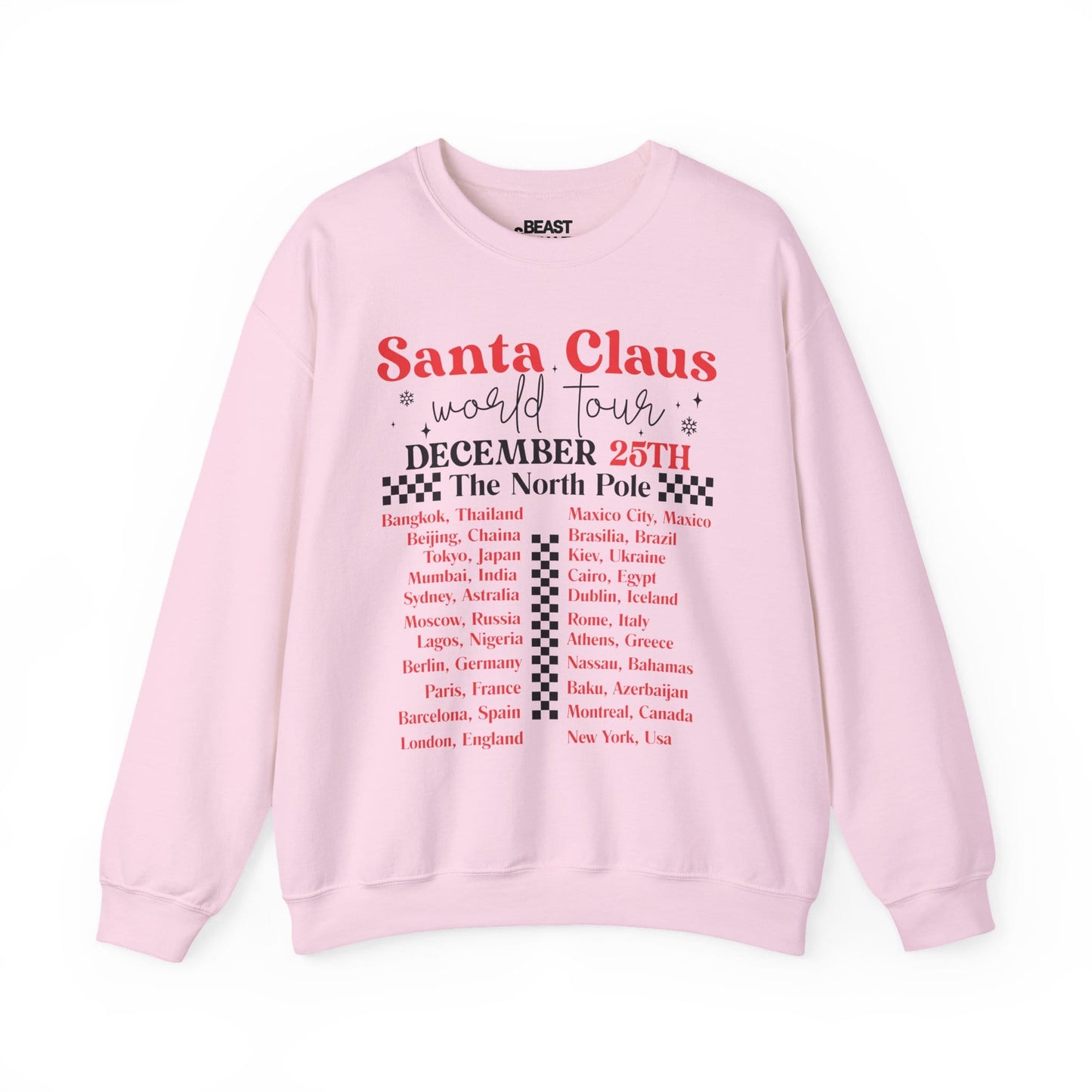 santa claus world tour christmas sweatshirt light pink sweatshirt Christmas gift idea