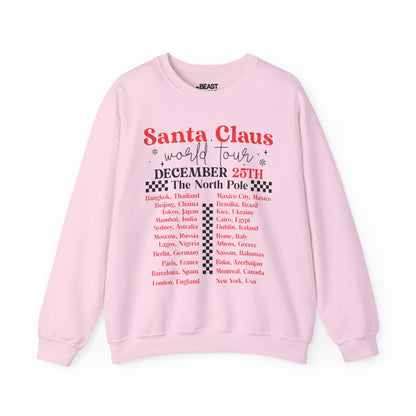 santa claus world tour christmas sweatshirt light pink sweatshirt Christmas gift idea