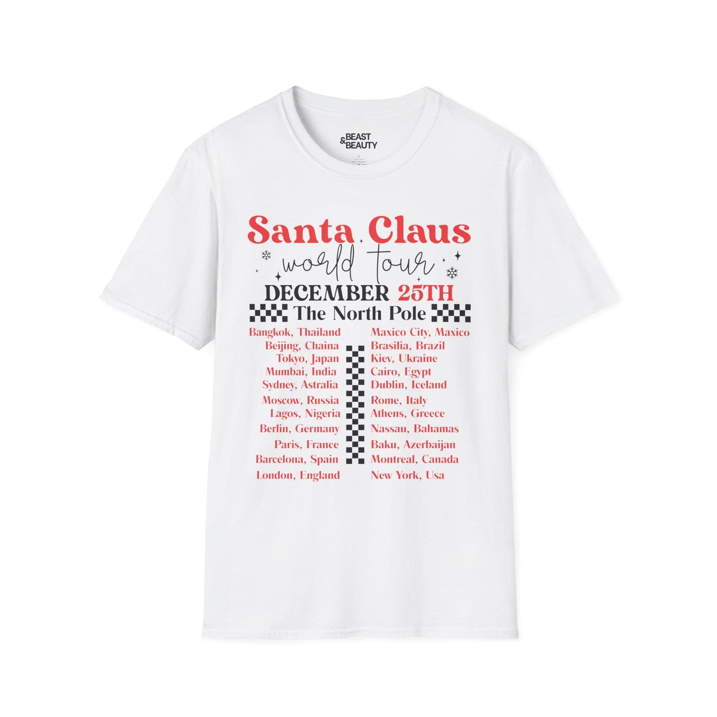 santa claus world tour christmas t-shirt white t-shirt Christmas gift idea