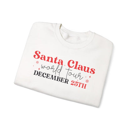 cream sweatshirt displaying full santa world tour print detail