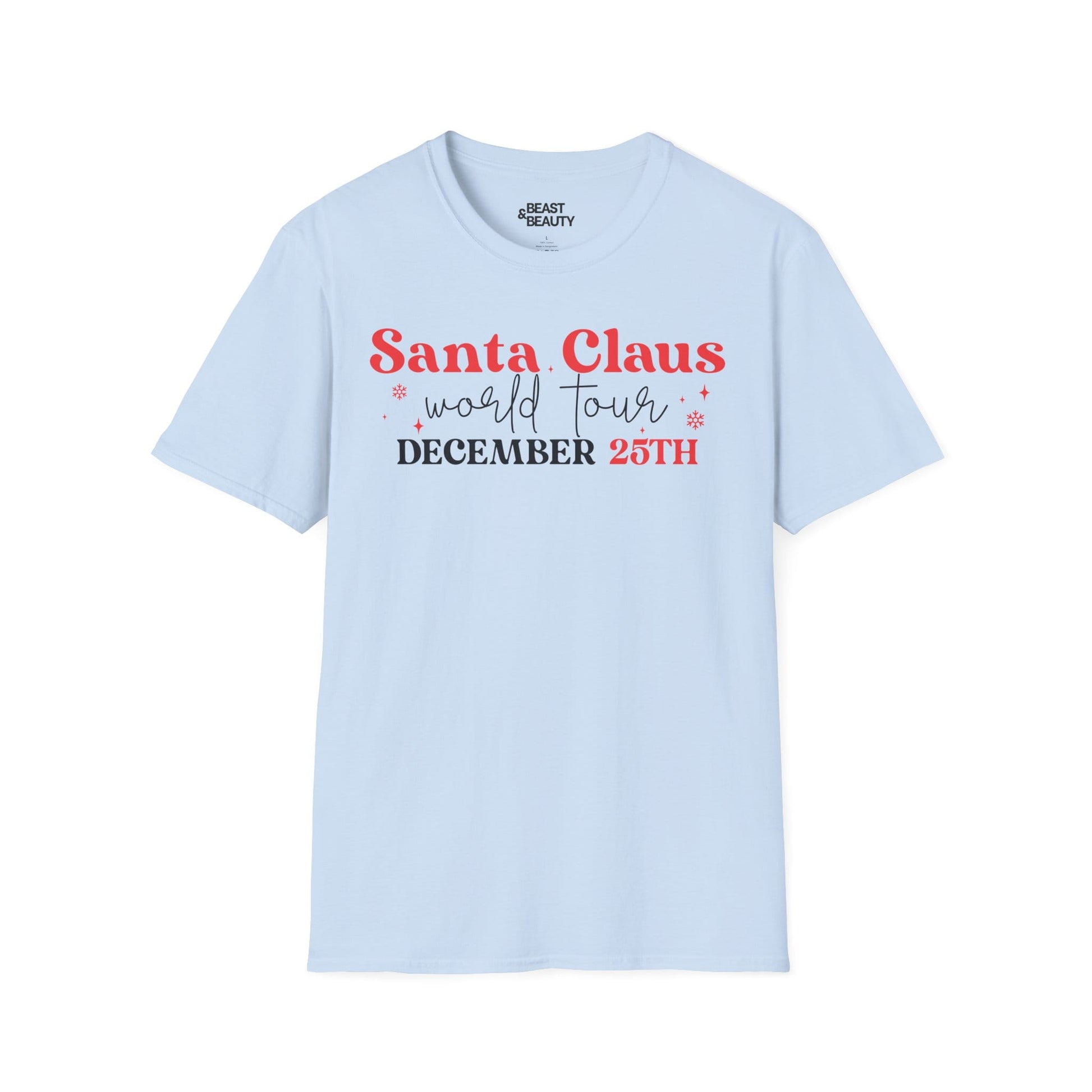 santa claus world tour december 25th t-shirt light blue t-shirt Christmas gift idea