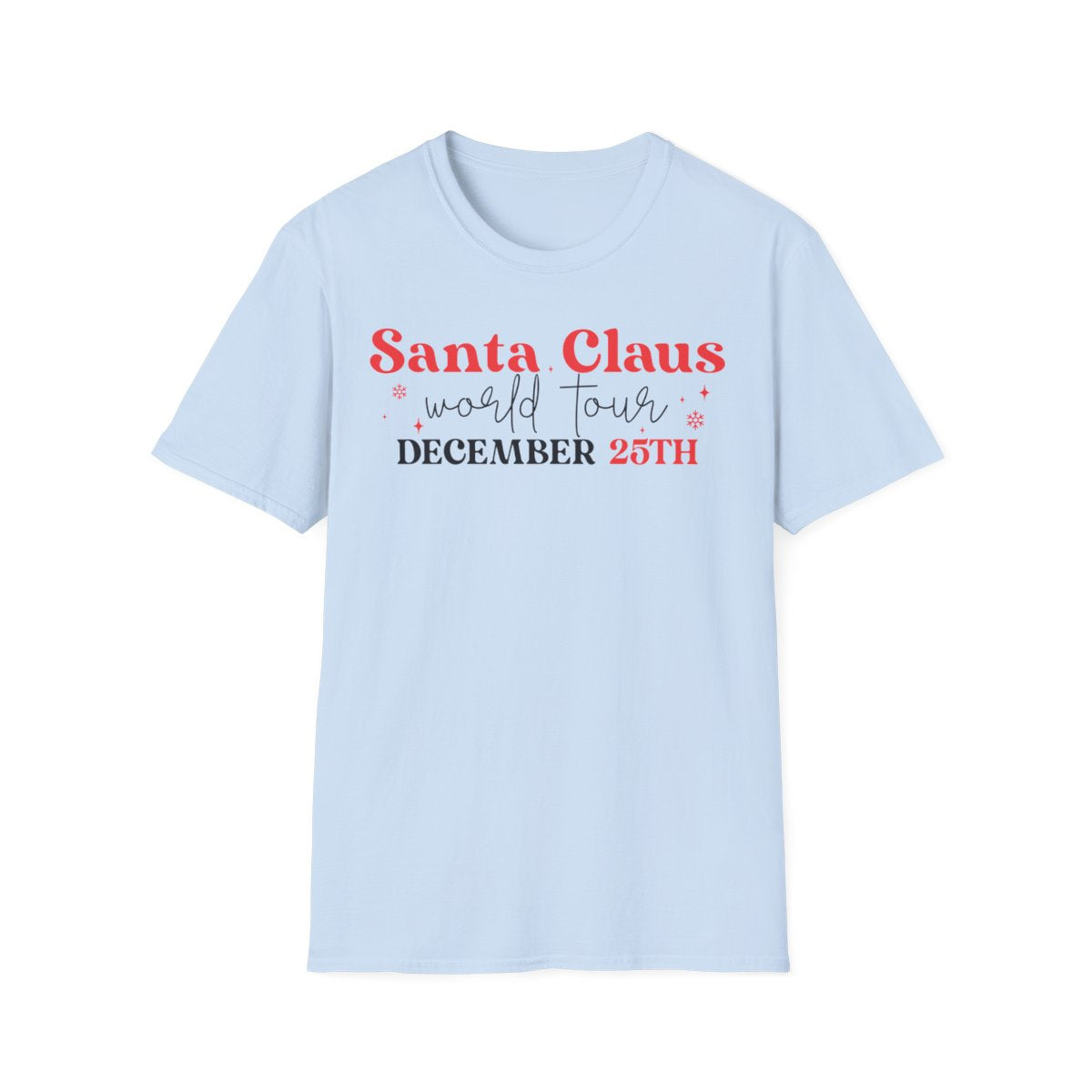 natural t-shirt with festive Santa world tour print