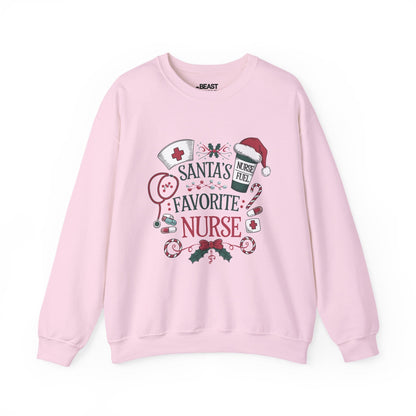 santa s favorite nurse christmas sweatshirt light pink sweatshirt Christmas gift idea