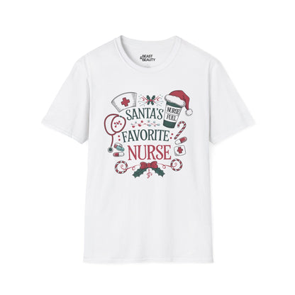 santa s favorite nurse christmas t-shirt white t-shirt Christmas gift idea