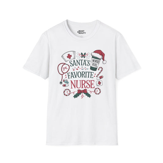 santa s favorite nurse christmas t-shirt white t-shirt Christmas gift idea